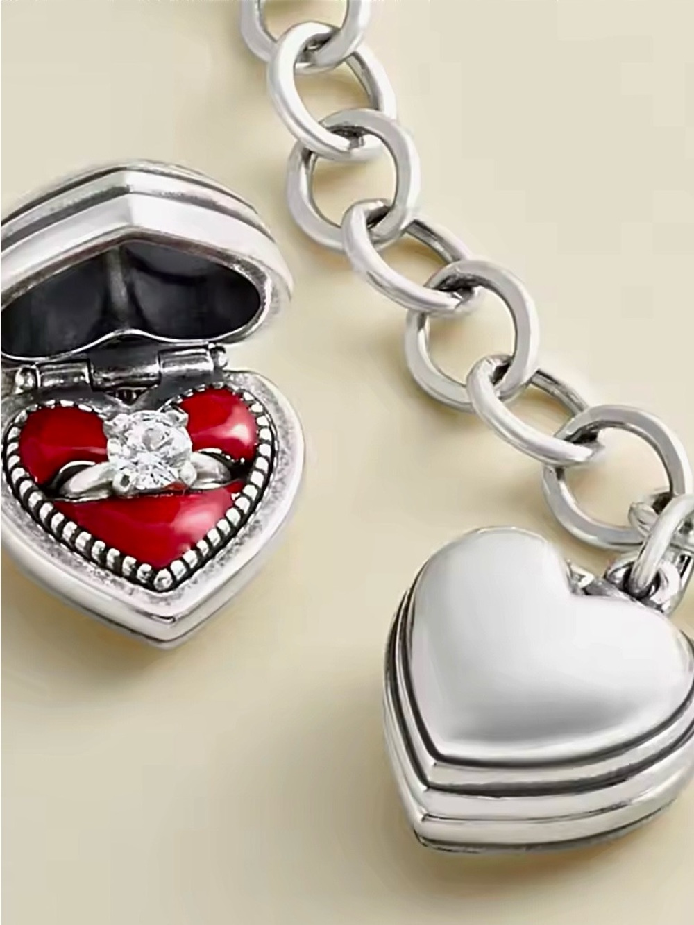 James Avery Enamel Say I Do Charm Sterling Silver Heart Locket CZ Wedding Charm